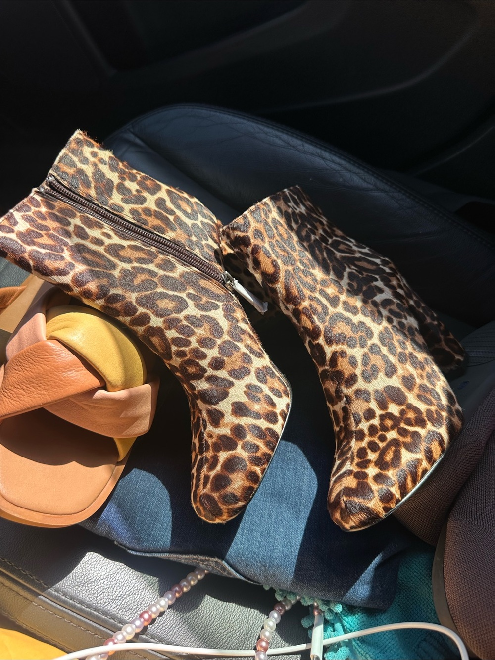 Charles David Leopard-Print Ankle Boots - Brown & Tan